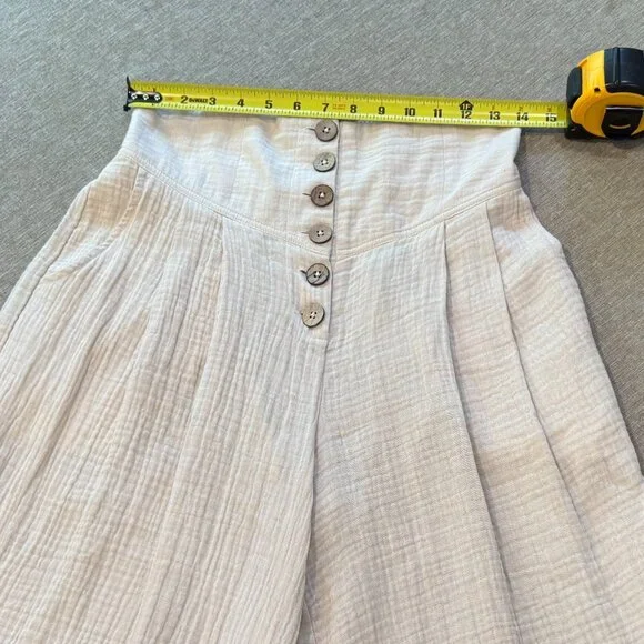 Charlie Paige Wide-Leg  Cotton Pants - Cream - Picture 3 of 10